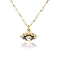 Fashion Geometric Oil Drop Eye Pendant Copper Zircon Necklace sku image 4