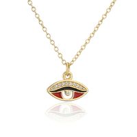 Fashion Geometric Oil Drop Eye Pendant Copper Zircon Necklace sku image 5