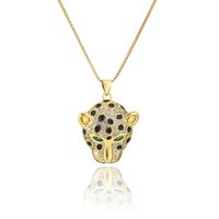 Fashion Geometric Leopard Head Pendant Copper Necklace Wholesale sku image 1