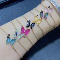 Fashion Rhinestone Butterfly Pendant Anklet Telescopic Adjustment Bracelet sku image 1