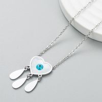 Fashion Contrast Color Heart-shaped Devil's Eye Design Titanium Steel Necklace sku image 1