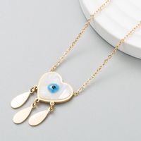 Fashion Contrast Color Heart-shaped Devil's Eye Design Titanium Steel Necklace sku image 2