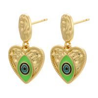 Color Drop Eye Earrings Heart-shaped Pendant 18k Gold-plated Copper Jewelry sku image 3