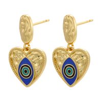 Color Drop Eye Earrings Heart-shaped Pendant 18k Gold-plated Copper Jewelry sku image 4