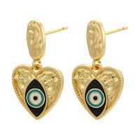 Color Drop Eye Earrings Heart-shaped Pendant 18k Gold-plated Copper Jewelry sku image 5