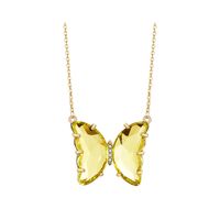 Fashion Simple Geometric Translucent Crystal Glass Butterfly Necklace sku image 1