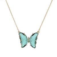 Fashion Simple Geometric Translucent Crystal Glass Butterfly Necklace sku image 2
