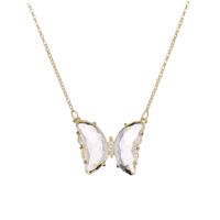 Fashion Simple Geometric Translucent Crystal Glass Butterfly Necklace sku image 3