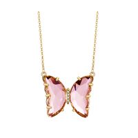 Fashion Simple Geometric Translucent Crystal Glass Butterfly Necklace sku image 4