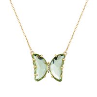 Fashion Simple Geometric Translucent Crystal Glass Butterfly Necklace sku image 5