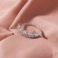 Simple Geometric Opening Hollow Gold Shiny Copper Micro-encrusted Zircon Ring sku image 1