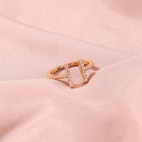 Simple Geometric Opening Hollow Gold Shiny Copper Micro-encrusted Zircon Ring sku image 7