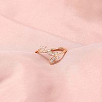 Simple Geometric Opening Hollow Gold Shiny Copper Micro-encrusted Zircon Ring sku image 8