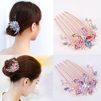 Alloy Rhinestone-inlaid Comb Hair New Hair Accessories Five-tooth Comb Plate Hair Clip main image 5