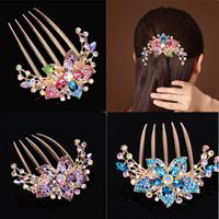 Alloy Rhinestone-inlaid Comb Hair New Hair Accessories Five-tooth Comb Plate Hair Clip main image 6