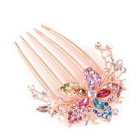 Alloy Rhinestone-inlaid Comb Hair New Hair Accessories Five-tooth Comb Plate Hair Clip main image 7
