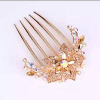 Alloy Rhinestone-inlaid Comb Hair New Hair Accessories Five-tooth Comb Plate Hair Clip main image 11