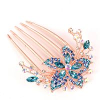 Alloy Rhinestone-inlaid Comb Hair New Hair Accessories Five-tooth Comb Plate Hair Clip main image 14