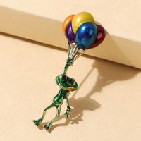 European Creative Drip Oil Frog Rainbow Balloon Alloy Brooch main image 1