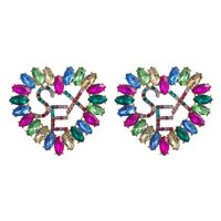 Fashion Shiny Alloy Inlaid Rhinestones Hollow English Letters Heart-shaped Earrings main image 6