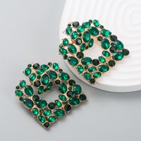 Vintage Exaggerated Square Color Rhinestone Fashion Alloy Hollow Classic Earrings main image 5