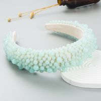 Fashion Handmade Beaded Pearl Sponge Wide-brimmed Headband main image 4