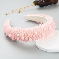 Fashion Handmade Beaded Pearl Sponge Wide-brimmed Headband main image 2