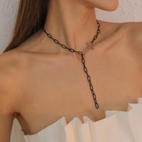 Simple Creative Black Chain Y-shaped Collarbone Five-pointed Star Alloy Necklace main image 3