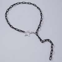 Simple Creative Black Chain Y-shaped Collarbone Five-pointed Star Alloy Necklace main image 5