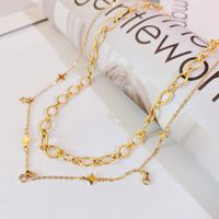 Europäische Und Amerikanische Modetrend Doppellagige Halskette Aus Titanstahl 18 Karat Gold main image 3