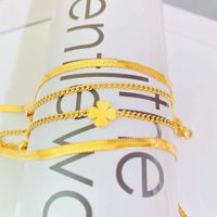 Einfacher Glücksklee-anhänger Schlangenknochenkette Blume Doppellagige Halskette main image 5