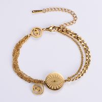 Stainless Steel Electroplated 18k Gold Women's Ethnic Evil Eye Double Bracelet main image 1