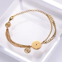 Stainless Steel Electroplated 18k Gold Women's Ethnic Evil Eye Double Bracelet main image 3