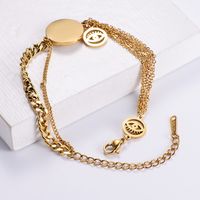 Stainless Steel Electroplated 18k Gold Women's Ethnic Evil Eye Double Bracelet main image 4