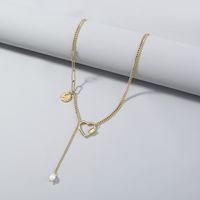 Simple Stitching Winding Heart Fashion Oval Pearl Pendant Necklace main image 3