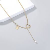 Simple Stitching Winding Heart Fashion Oval Pearl Pendant Necklace main image 4