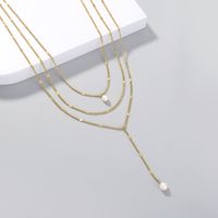 Retro Simple Pearl Multi-layer Geometric Alloy Necklace main image 3