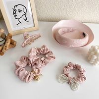 Girl Cherry Blossom Pink Flower Bow Hairpin Hair Rope Top Clip Hair Accessories main image 5