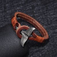 2022 New Whale Tail Alloy Bracelet Leather Hand-woven Men's Bracelet Wholesale main image 4
