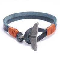 2022 New Whale Tail Alloy Bracelet Leather Hand-woven Men's Bracelet Wholesale main image 6