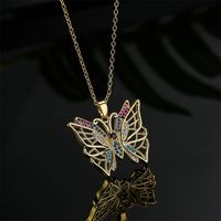 Fashion Copper Micro-encrusted Zircon Butterfly Pendant Copper Necklace main image 1
