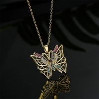 Fashion Copper Micro-encrusted Zircon Butterfly Pendant Copper Necklace main image 2