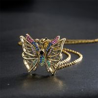 Fashion Copper Micro-encrusted Zircon Butterfly Pendant Copper Necklace main image 3