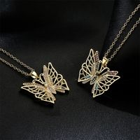 Fashion Copper Micro-encrusted Zircon Butterfly Pendant Copper Necklace main image 4