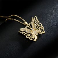 Fashion Copper Micro-encrusted Zircon Butterfly Pendant Copper Necklace main image 5