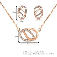 Personnalité Double Anneau Avec Zircons Imbriqués Collier Boucles D&#39;oreilles Ensemble Deux Pièces main image 6