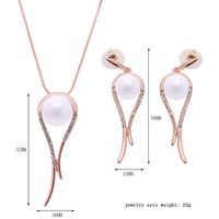 Fashion Diamond-encrusted Pearl Fashion Earring Necklace Set main image 6