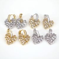 Luxuriös Mode Einfacher Stil Herz Kupfer Künstliche Edelsteine Ohrringe main image 1