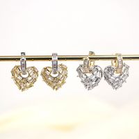 Luxuriös Mode Einfacher Stil Herz Kupfer Künstliche Edelsteine Ohrringe main image 4
