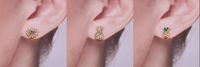 Korean Copper Micro-set Zircon Peach Heart Pineapple Geometric Sweet Earrings main image 6